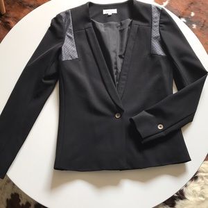 Barneys leather detail blazer